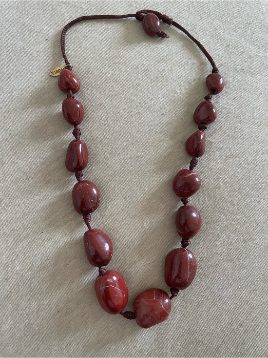 Manouk Jewelry - Women’s Hand-Knotted Necklace in Deep Burgundy by Unknown Brand